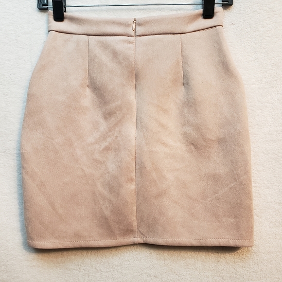 Pink Nude Velvet Mini Skirt - Picture 3 of 4